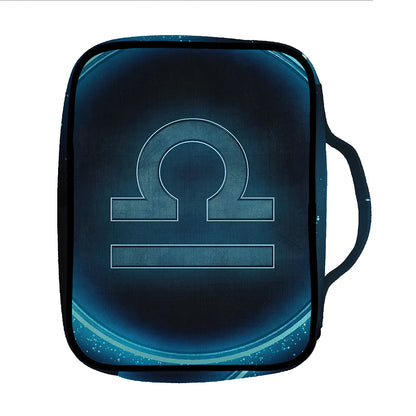 Blue Libra Zodiac Sign Print Front Pocket Bible Bag