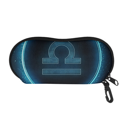 Blue Libra Zodiac Sign Print Glasses Case