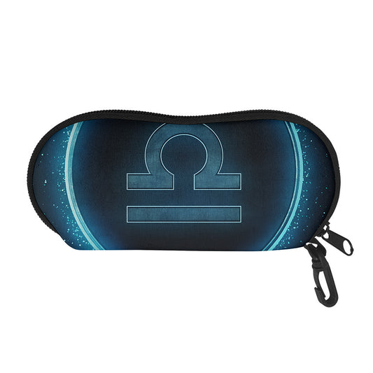 Blue Libra Zodiac Sign Print Glasses Case