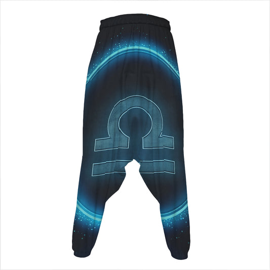 Blue Libra Zodiac Sign Print Hammer Pants