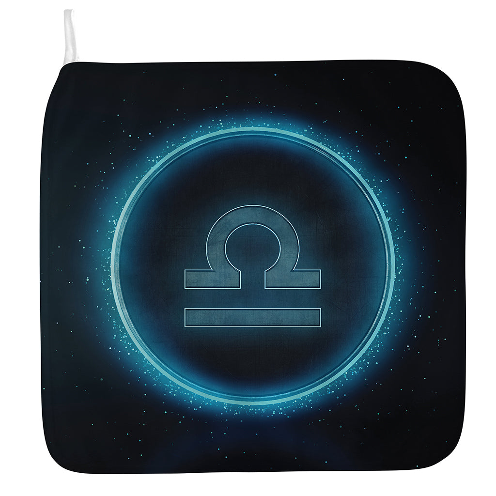 Blue Libra Zodiac Sign Print Hand Towel