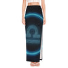 Blue Libra Zodiac Sign Print High Slit Maxi Skirt