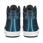 Blue Libra Zodiac Sign Print High Top Leather Sneakers