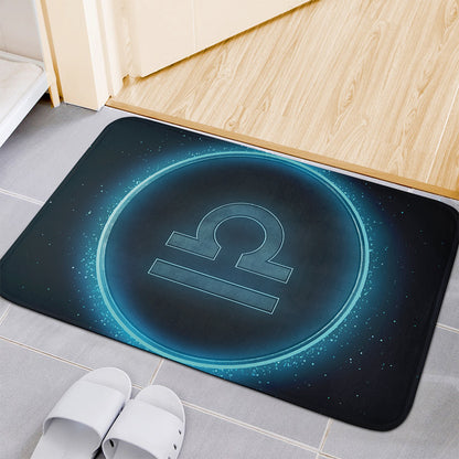 Blue Libra Zodiac Sign Print Indoor Door Mat