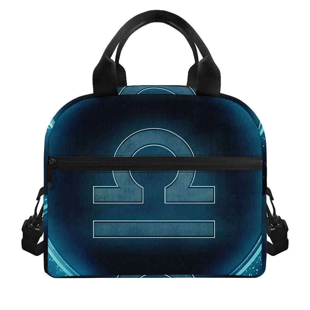 Blue Libra Zodiac Sign Print Insulated Lunch Bag