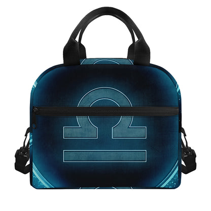 Blue Libra Zodiac Sign Print Insulated Lunch Bag