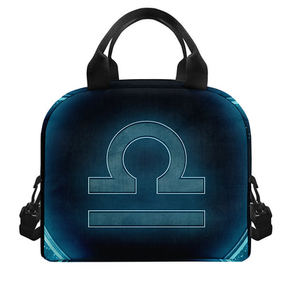 Blue Libra Zodiac Sign Print Insulated Lunch Bag