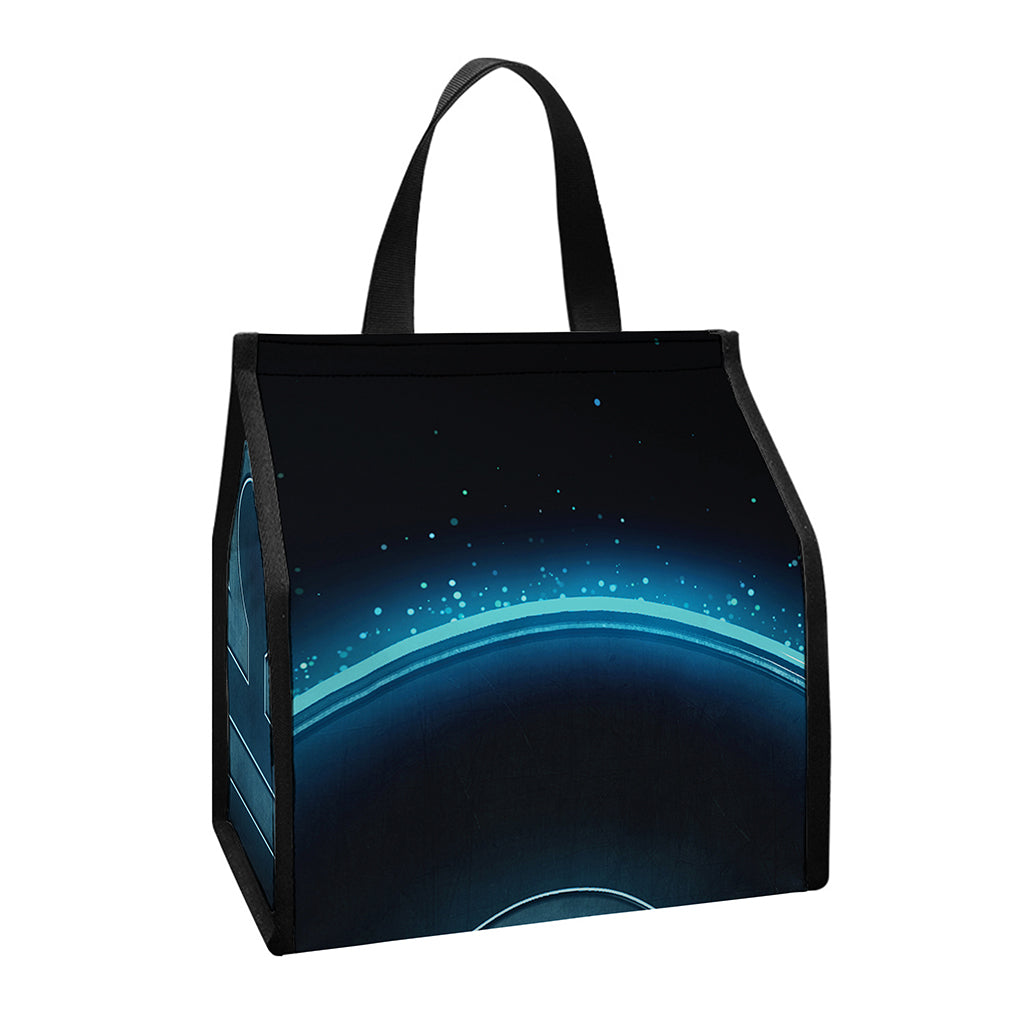 Blue Libra Zodiac Sign Print Insulated Lunch Tote