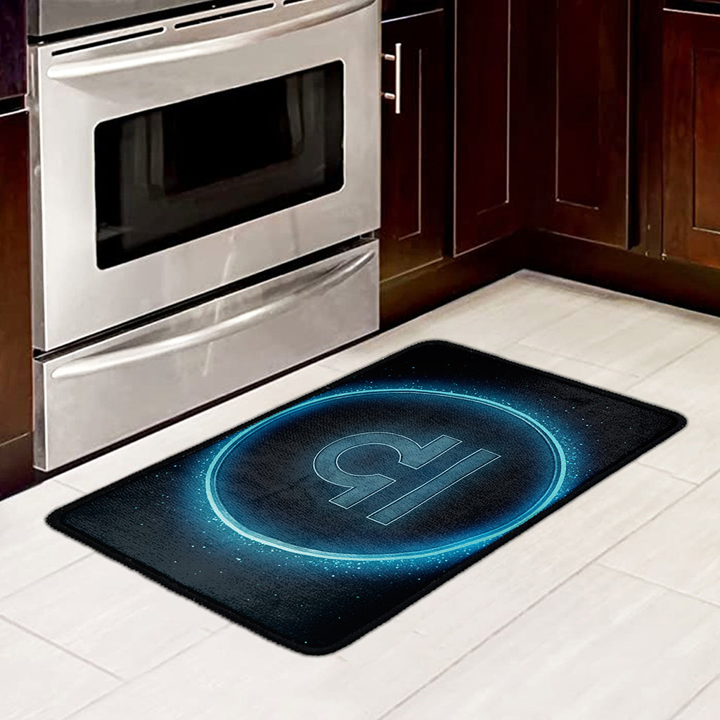 Blue Libra Zodiac Sign Print Kitchen Mat