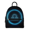 Blue Libra Zodiac Sign Print Leather Backpack