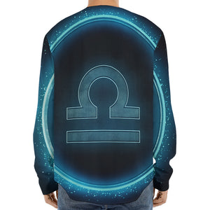 Blue Libra Zodiac Sign Print Long Sleeve Baseball Jersey