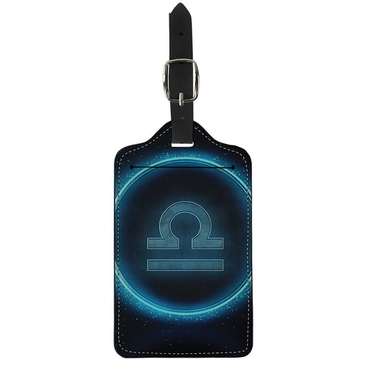 Blue Libra Zodiac Sign Print Luggage Tag
