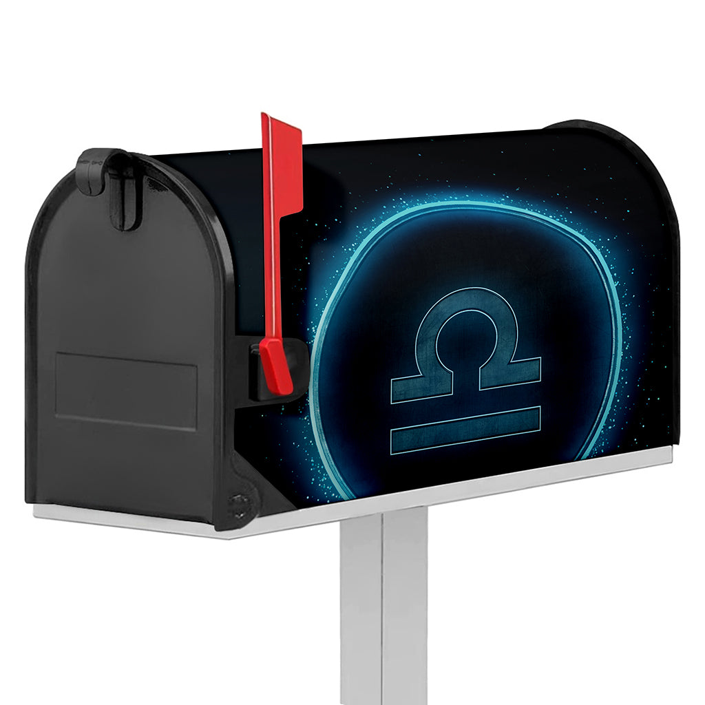 Blue Libra Zodiac Sign Print Mailbox Cover