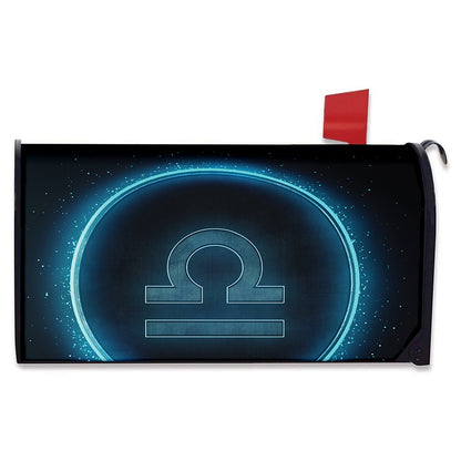 Blue Libra Zodiac Sign Print Mailbox Cover