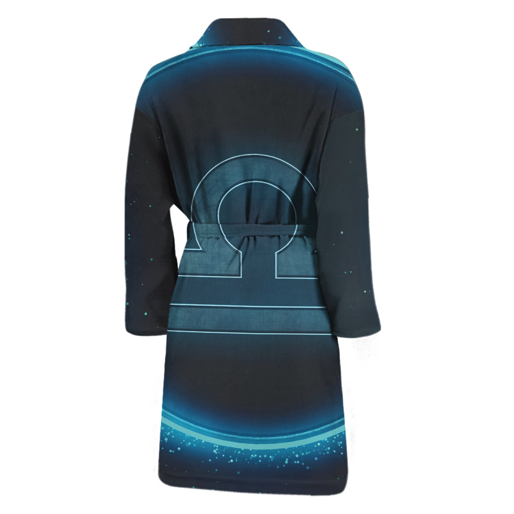 Blue Libra Zodiac Sign Print Men's Bathrobe