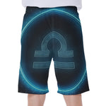 Blue Libra Zodiac Sign Print Men's Beach Shorts