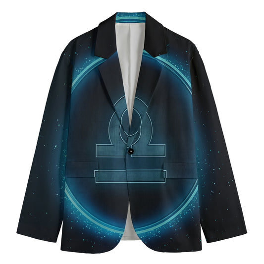 Blue Libra Zodiac Sign Print Men's Blazer