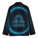 Blue Libra Zodiac Sign Print Men's Blazer