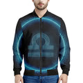 Blue Libra Zodiac Sign Print Men's Bomber Jacket