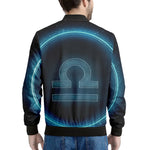 Blue Libra Zodiac Sign Print Men's Bomber Jacket