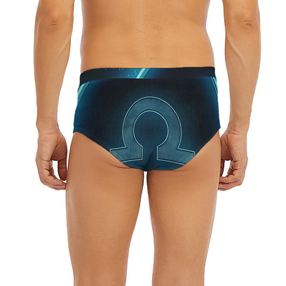 Blue Libra Zodiac Sign Print Men's Briefs