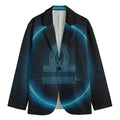 Blue Libra Zodiac Sign Print Men's Cotton Blazer
