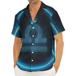 Blue Libra Zodiac Sign Print Men's Deep V-Neck Shirt