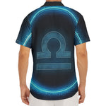 Blue Libra Zodiac Sign Print Men's Deep V-Neck Shirt
