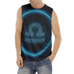 Blue Libra Zodiac Sign Print Men's Fitness Tank Top