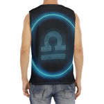 Blue Libra Zodiac Sign Print Men's Fitness Tank Top