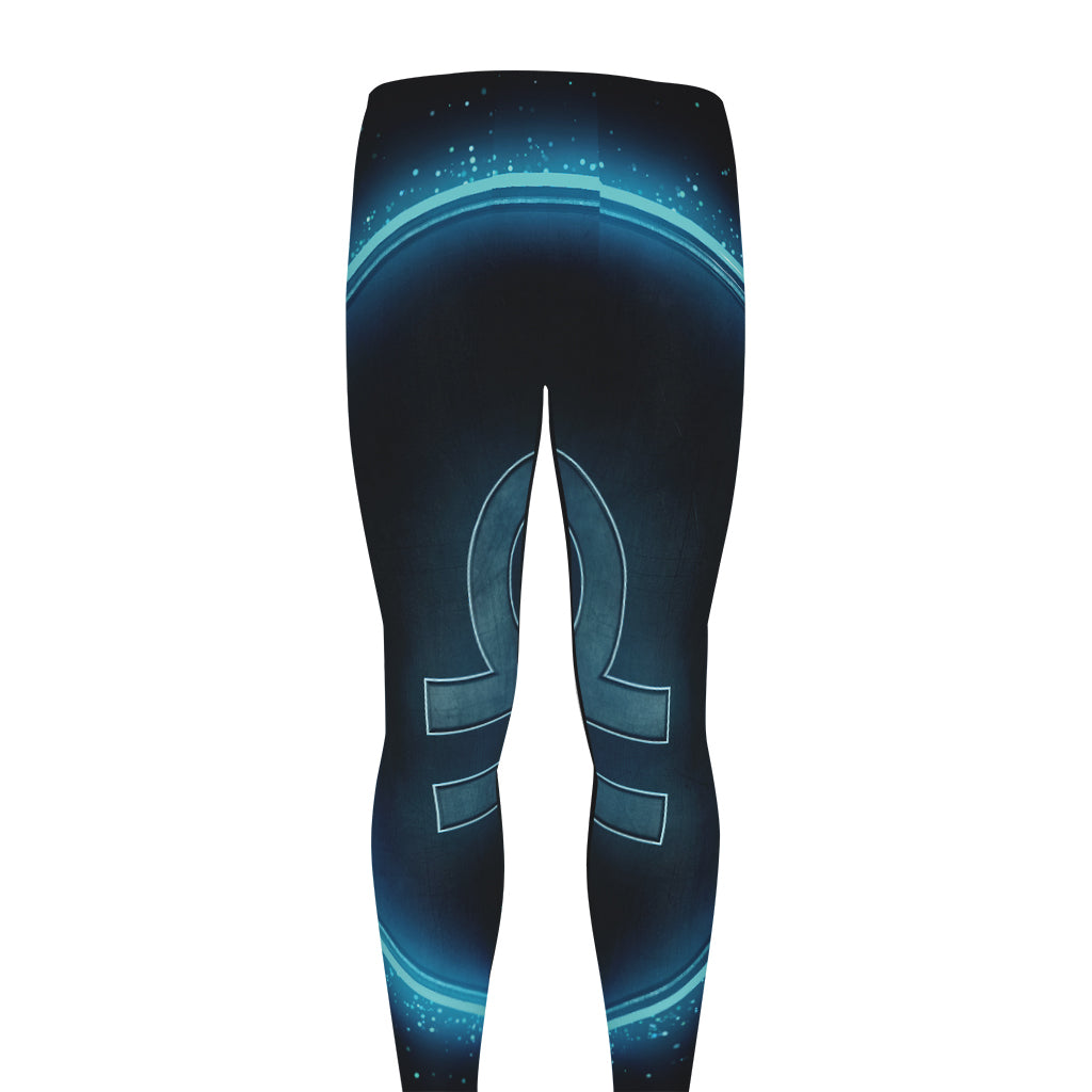 Blue Libra Zodiac Sign Print Men's leggings