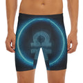 Blue Libra Zodiac Sign Print Men's Long Boxer Briefs
