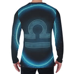 Blue Libra Zodiac Sign Print Men's Long Sleeve T-Shirt