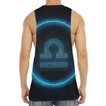 Blue Libra Zodiac Sign Print Men's Muscle Tank Top