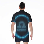 Blue Libra Zodiac Sign Print Men's Rompers