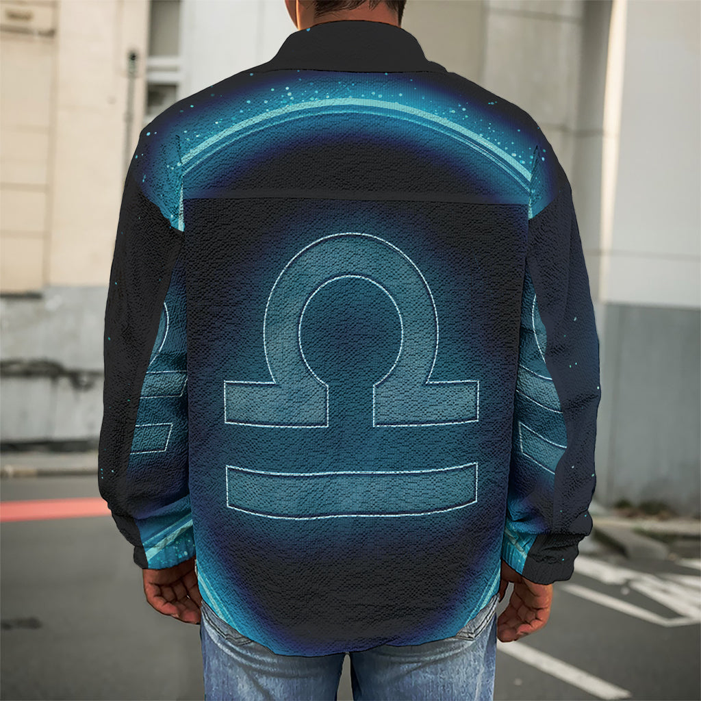 Blue Libra Zodiac Sign Print Men's Shirt Jacket