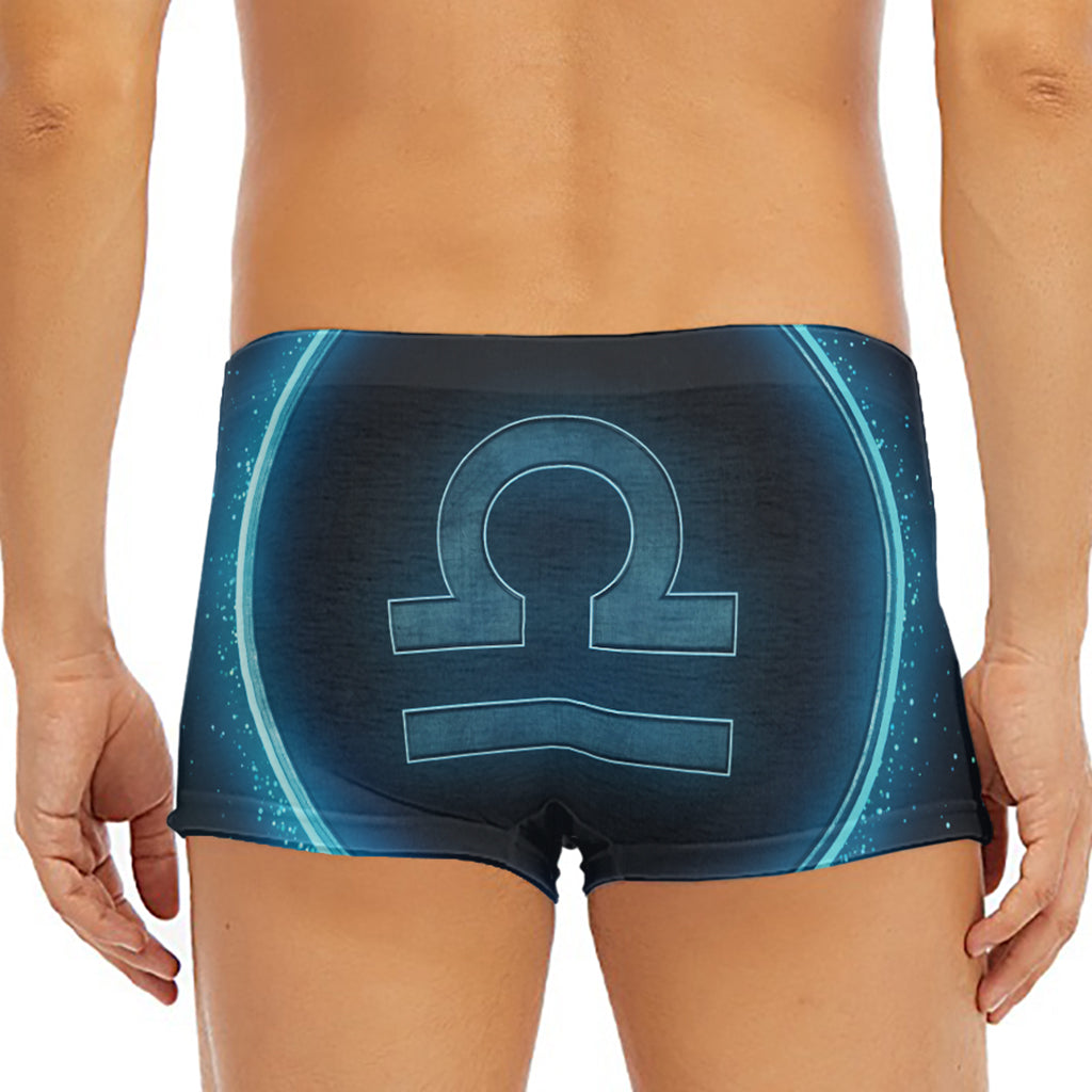 Blue Libra Zodiac Sign Print Men's Short Boxer Briefs