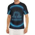 Blue Libra Zodiac Sign Print Men's Short Sleeve Rash Guard