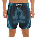 Blue Libra Zodiac Sign Print Men's Split Running Shorts
