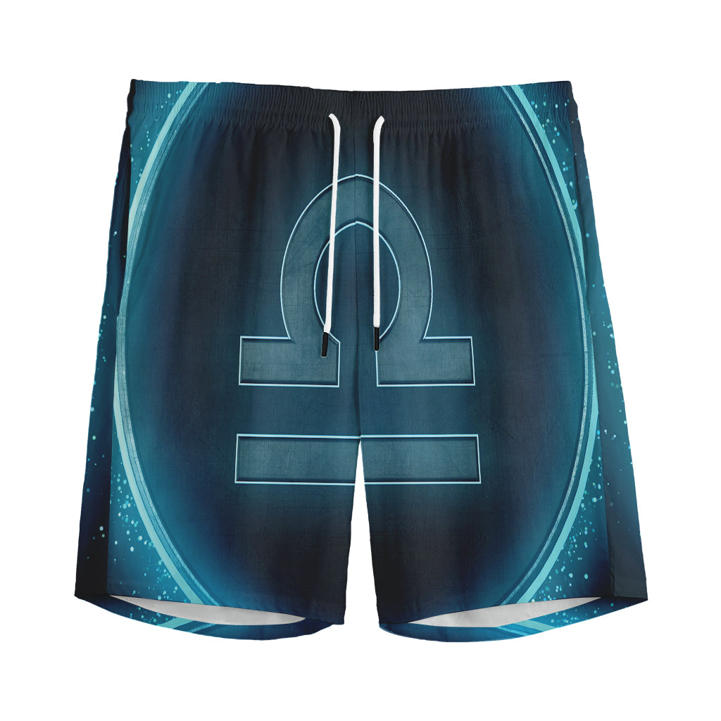 Blue Libra Zodiac Sign Print Men's Sports Shorts