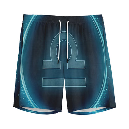 Blue Libra Zodiac Sign Print Men's Sports Shorts