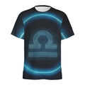 Blue Libra Zodiac Sign Print Men's Athletic T-Shirt