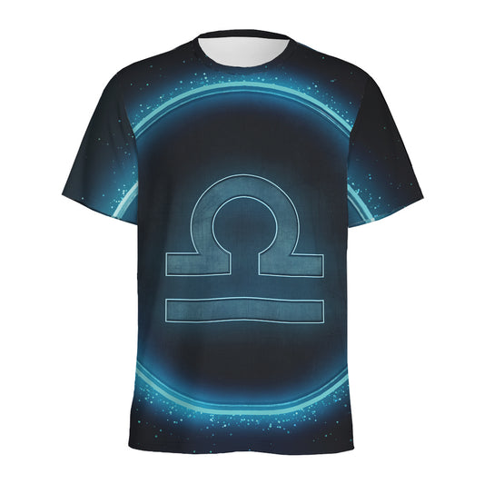Blue Libra Zodiac Sign Print Men's Sports T-Shirt