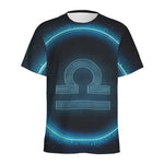 Blue Libra Zodiac Sign Print Men's Sports T-Shirt