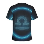 Blue Libra Zodiac Sign Print Men's Sports T-Shirt