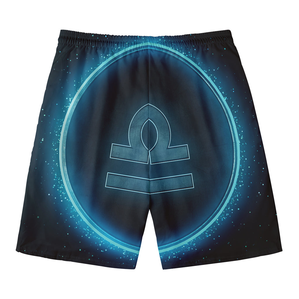 Blue Libra Zodiac Sign Print Men's Swim Trunks