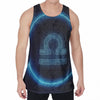 Blue Libra Zodiac Sign Print Men's Velvet Tank Top