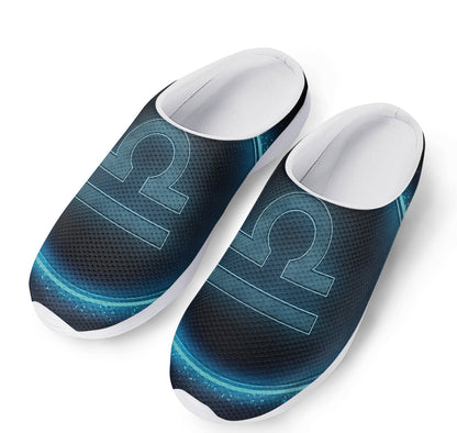 Blue Libra Zodiac Sign Print Mesh Casual Shoes