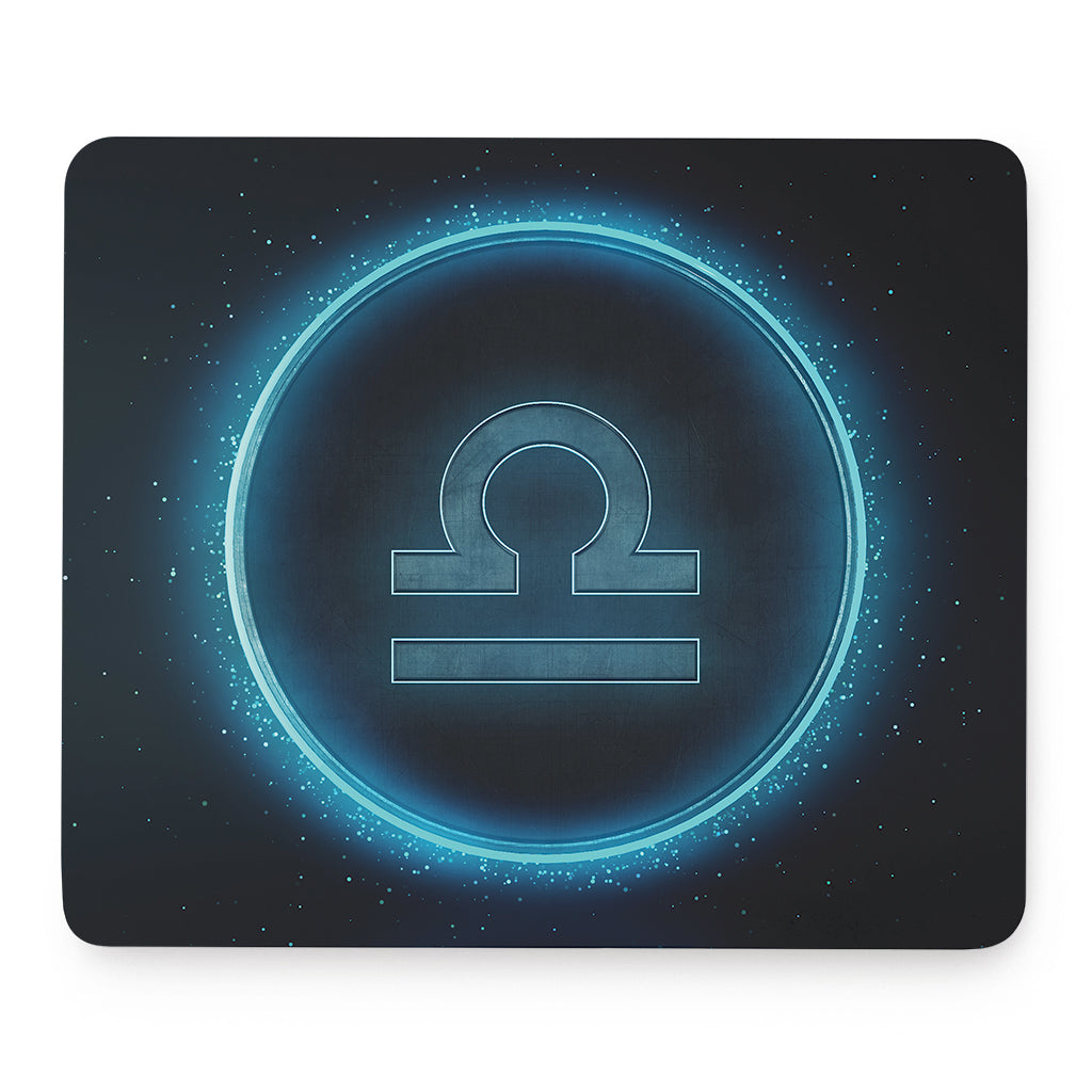 Blue Libra Zodiac Sign Print Mouse Pad