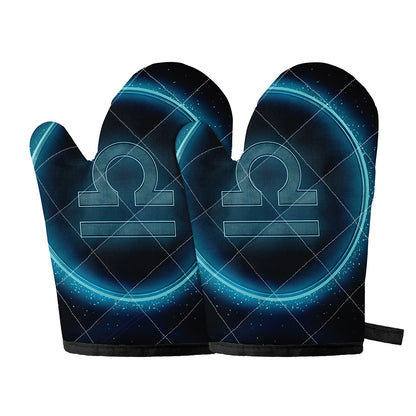 Blue Libra Zodiac Sign Print Oven Mitts